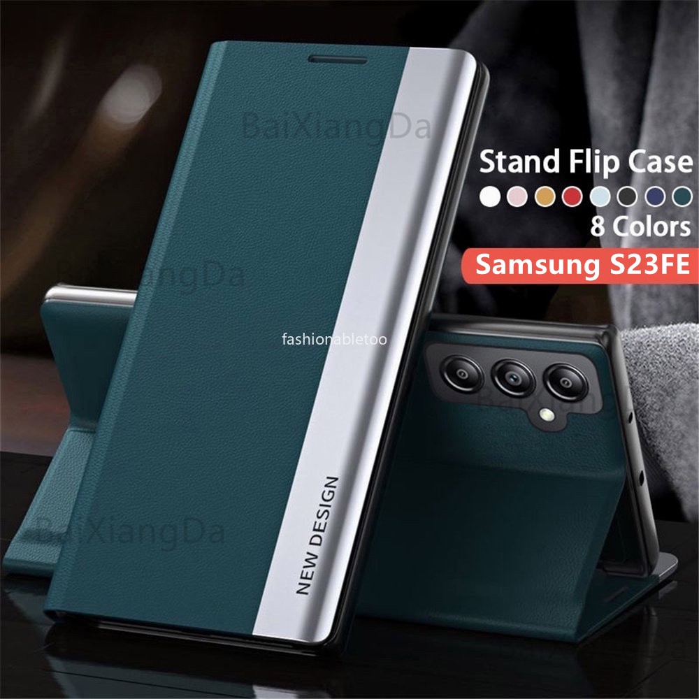 เคสโทรศัพท์หนัง ผิวด้าน ฝาพับแม่เหล็ก กันกระแทก พร้อมช่องใส่บัตร สําหรับ Samsung Galaxy S23 FE Ultra plus S23Fe S23+ S23plus S23Ultra S 23 SamsungS23Fe 2023