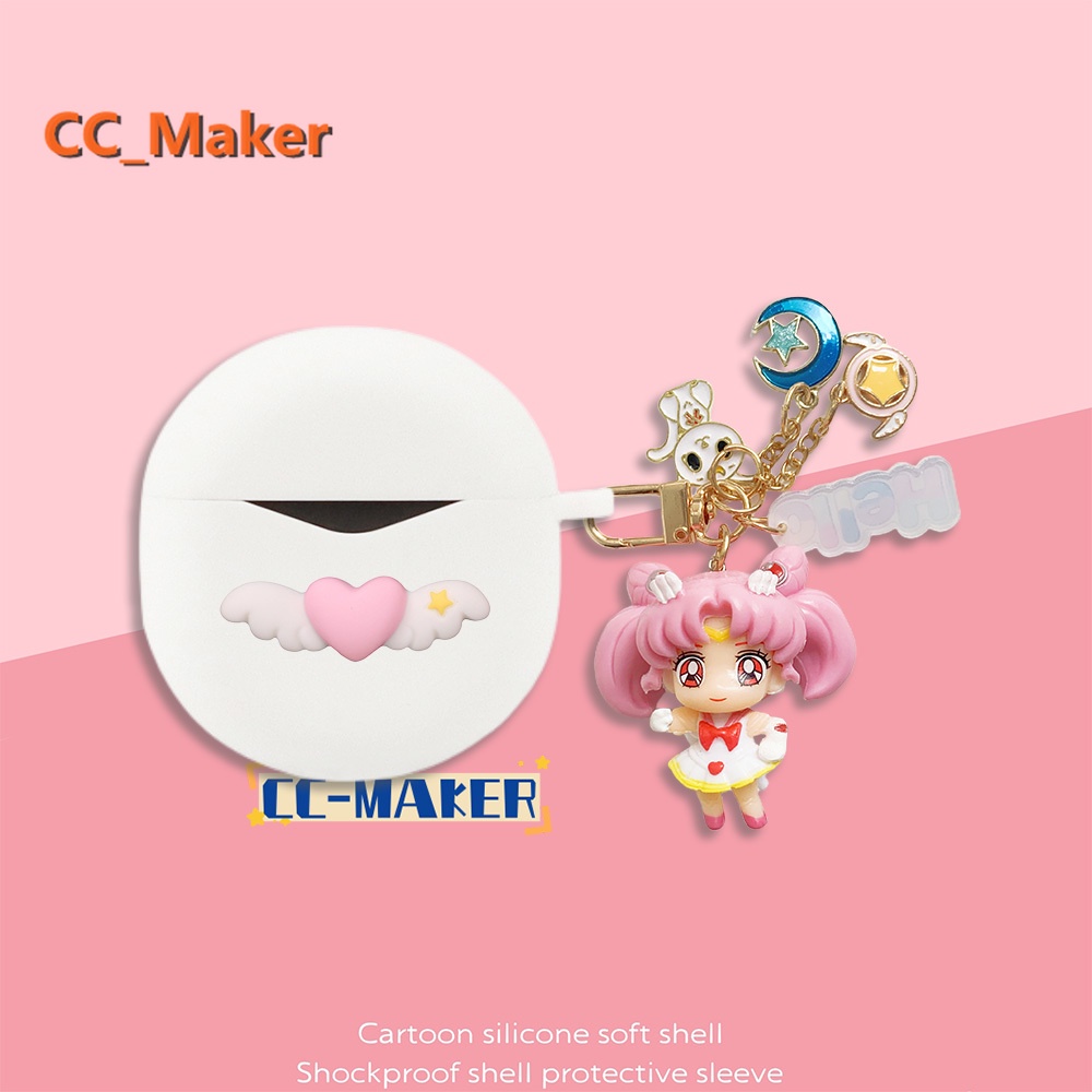 For EDIFIER X2S Case Cute Sailor Moon Keychain Pendant EDIFIER X2S Silicone Soft Case Cartoon Sesame