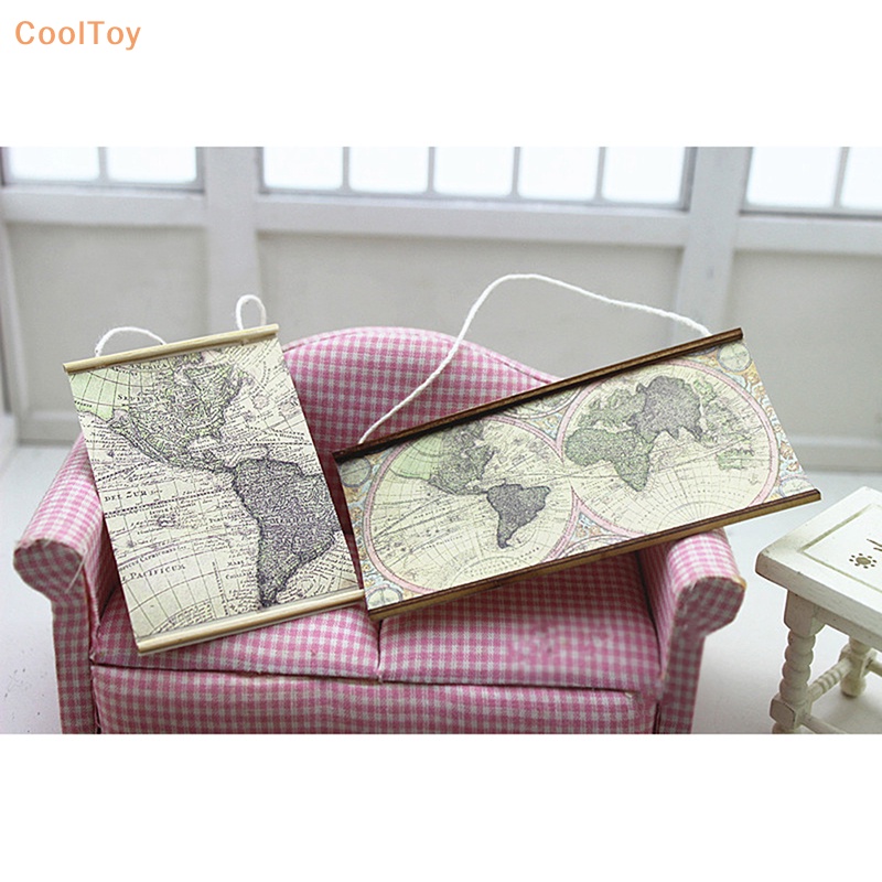 Cooltoy แผนที่จิ๋ว 1:12 อุปกรณ์เสริม สําหรับตกแต่งบ้านตุ๊กตา ห้องนั่งเล่น