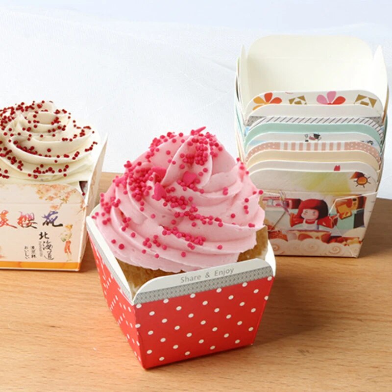 50Pcs/set Cupcake Liners Paper Cups Large Square Hokkaido Muffin Cupcake Paper Cups Birthday Party T
