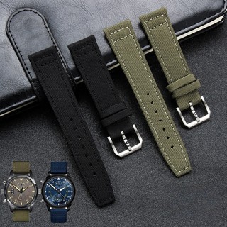 สายนาฬิกาข้อมือ ผ้าแคนวาส ไนล่อน หนังวัวแท้ สไตล์นักบิน IWC Pilot Novelties Portugieser Portofino Aquatimer 20 มม. 21 มม. 22 มม. สําหรับผู้ชาย ผู้หญิง