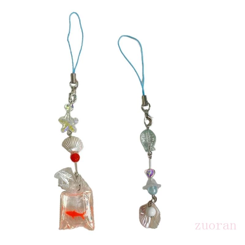 Zuo เครื่องประดับ จี้ลูกปัด รูปปลาน่ารัก แฮนด์เมด สําหรับตกแต่งโทรศัพท์มือถือ