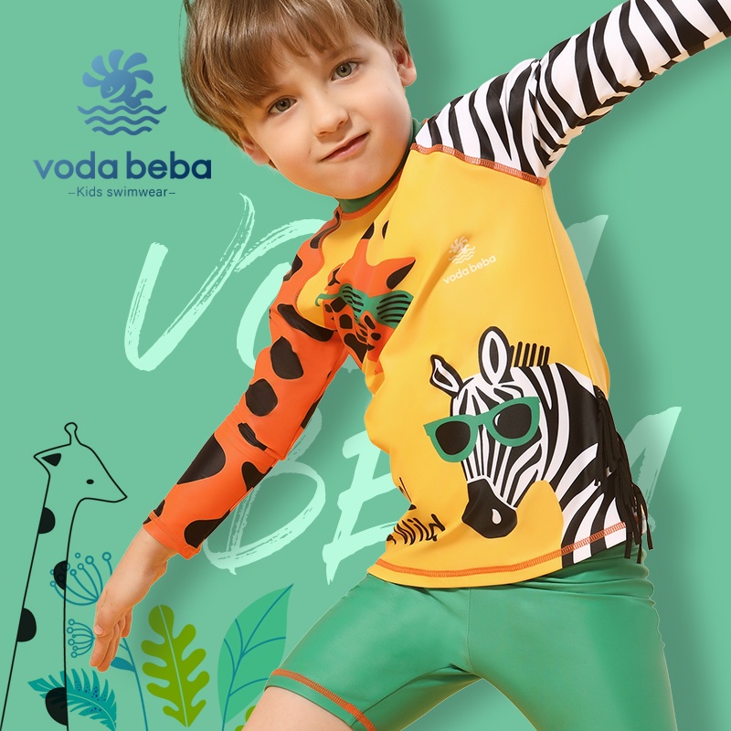 VODA BEBA ชุดว่ายน้ำเด็ก ชุดว่ายน้ำเด็กชายกันยูวี ชุดว่ายน้ำเด็ก เสื้อแขนยาว-กางเกงขาสั้น ชุดว่ายน้ำเด็กผู้ชายชุดว่ายน้ำเด็กผู้ชายชุดไปทะเลเด็ก