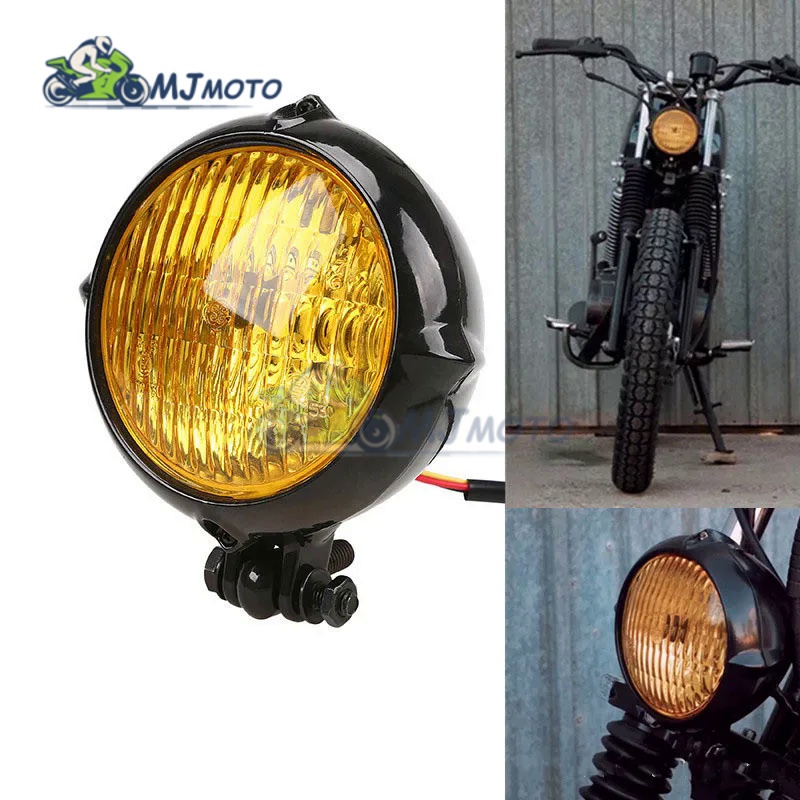 ไฟหน้ารถจักรยานยนต์ 3.5 นิ้ว สีดํา สําหรับ Harley Old School Chopper Bobber Cafe Racer 35W