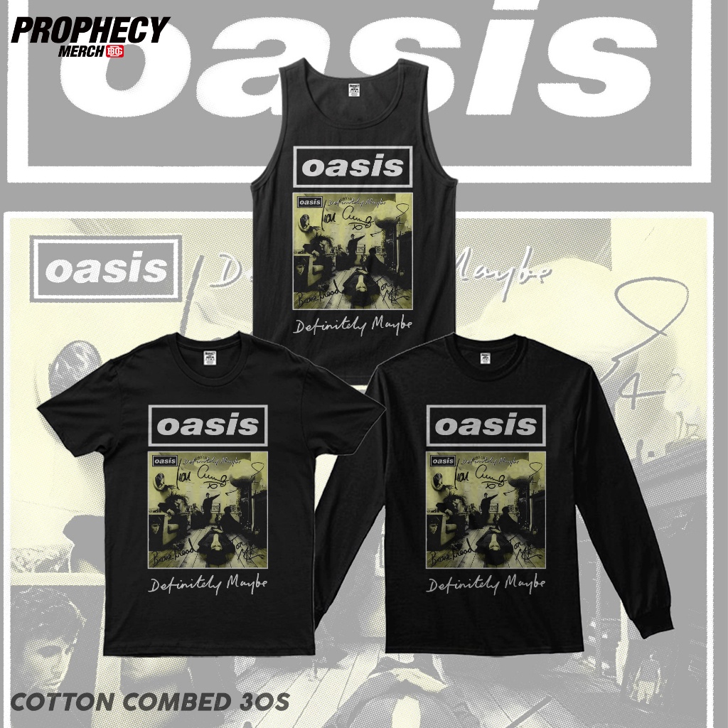 Oasis MUSIC BAND เสื้อยืดลําลอง สําหรับผู้ชาย แขนสั้น พิมพ์ลาย DIFINITELY MYBE BANDS-5XL