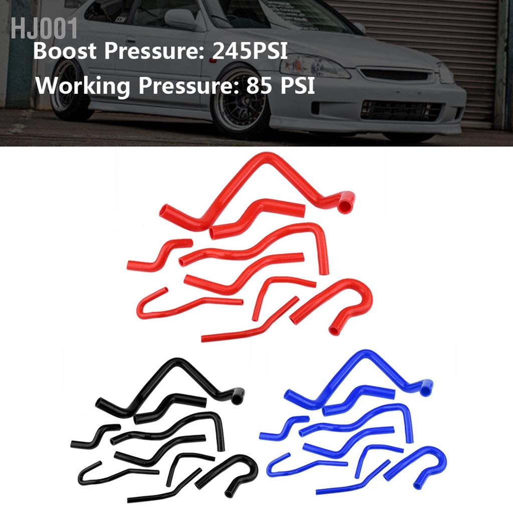 HJ001 9 ชิ้นซิลิโคนหม้อน้ำอัตโนมัติท่อชุดสำหรับ Civic D15 D16 SOHC EG/EK 1992-2000
