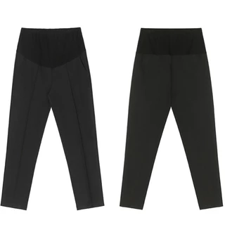 OMONI |PL3334 กางเกงขายาวคนท้อง [พร้อมส่ง] ขายาว ผ้ายืดเกาหลี ไม่ต้องรีด ใส่ทำงานได้ สายปรับระดับได้ ไม่รัดท้อง ไซส์ใหญ่