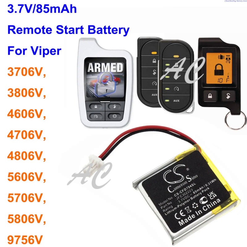 AC Cameron Sino 85mAh Remote Start Battery for Viper 3706V 3806V 4606V 4706V 4806V 5606V 5706V 5806V