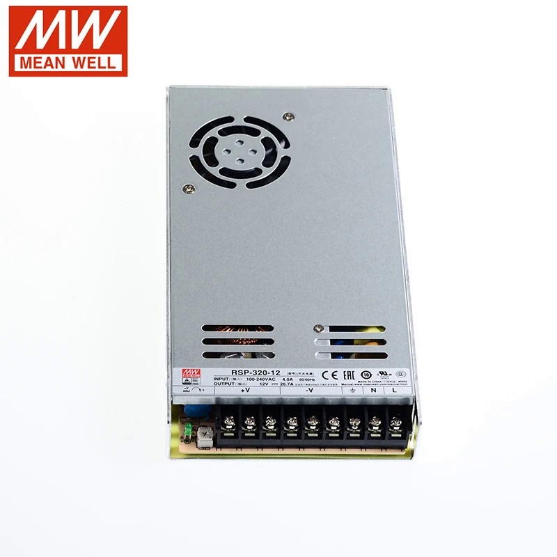 Mean WELL RSP-320-12 สวิตช์พาวเวอร์ซัพพลาย 110V 220V AC เป็น 12V DC 26.7A 320W PFC SP-320-12