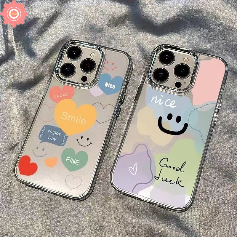 เคสโทรศัพท์มือถือชุบโลหะ แบบนิ่ม ลายหน้ายิ้ม สีน้ํา หรูหรา สําหรับ IPhone 11 Pro Max 7Plus 15 14 13 12 XS Max XR X 8 6S 15 6 7 Plus SE 2020