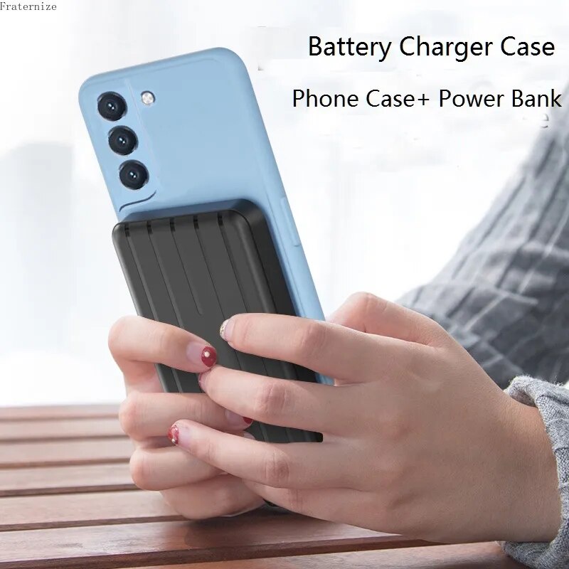 S21fe External Battery charger Case For Samsung Galaxy S21 FE Power Case Magnetic charging Type-c power bank Phone case