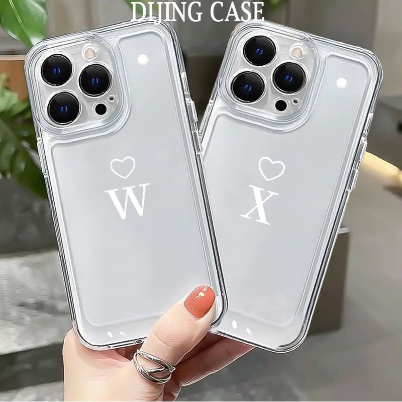 เคสโทรศัพท์มือถือใส พิมพ์ลายตัวอักษร W Love Heart X สําหรับ iPhone15 iPhone14promax 13Pro 11Pro 12mini 8plus7 6s xr xsmax