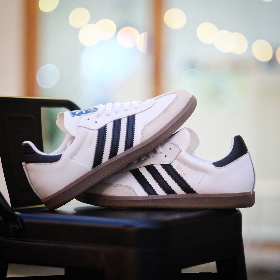 Adidas Neo SAMBA Shoes กีฬาผู้ชายวิ่ง Adidas Men's WHITE BLAK GUM รองเท้า fashion