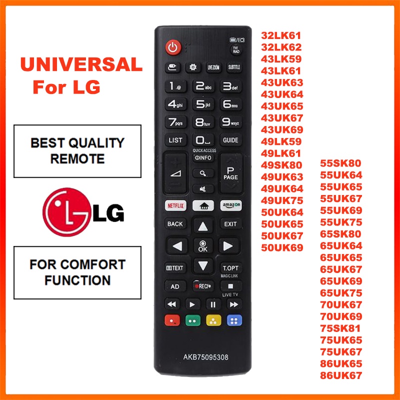รีโมทคอนโทรลใหม่สําหรับสมาร์ททีวี LG พร้อม Netflix z AKB75095308 ลูกชาย75675301 ลูกชาย75675311 43UJ6