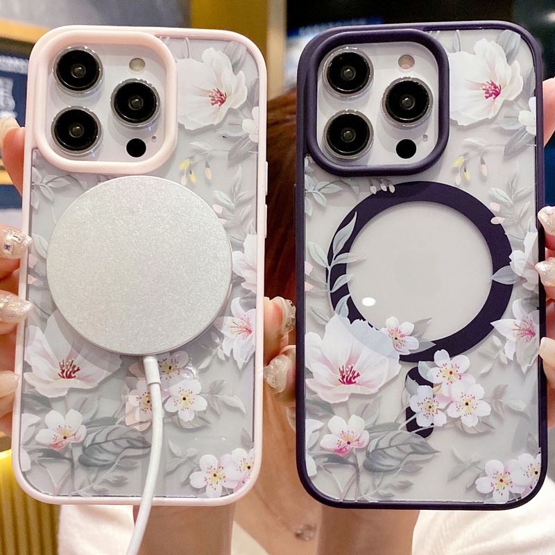 เคสโทรศัพท์มือถือ TPU ใส ลายดอกไม้ กันกระแทก สําหรับ iPhone 15 Pro Max 14 13 12 11