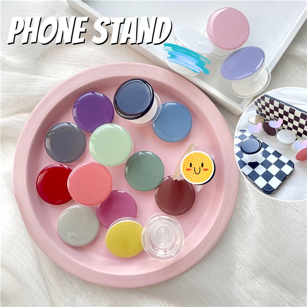 Ins ขาตั้งโทรศัพท์มือถือ ทรงกลม สีพื้น เรียบง่าย กันตก สําหรับ IPhone