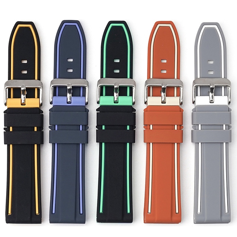 สายนาฬิกาข้อมือซิลิโคน 22 มม. สองสี สําหรับ Blancpain & Swatch Fifty Fathoms