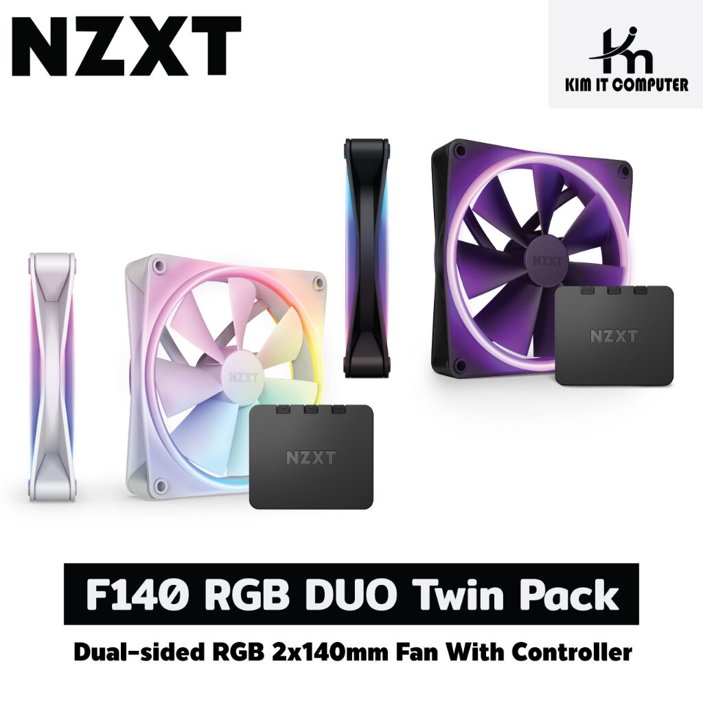 NZXT F140 RGB Duo Twin Pack 2x140mm RGB Fan With Controller