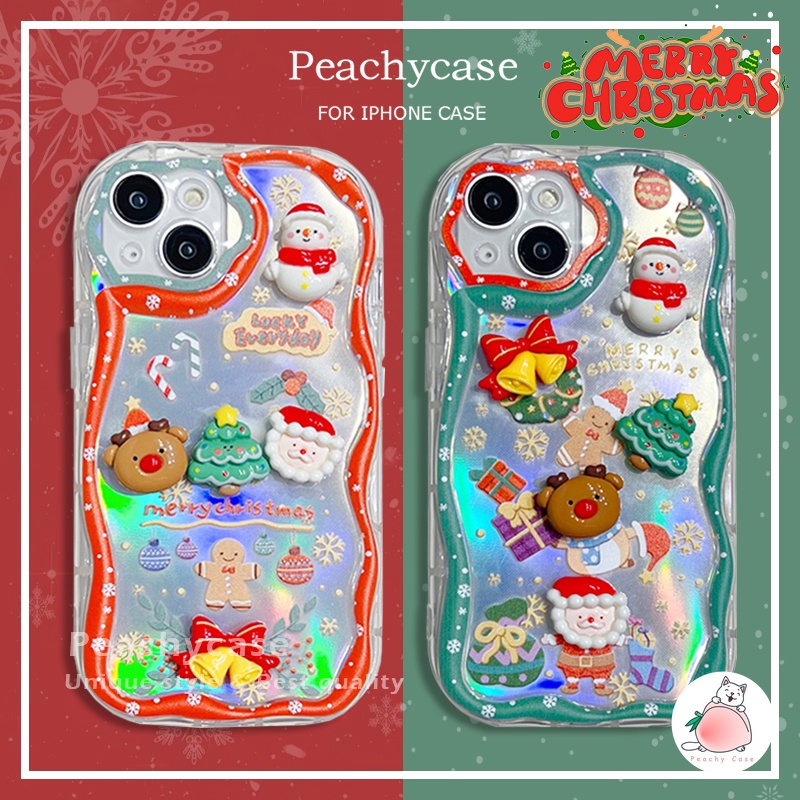 เคสโทรศัพท์มือถือ TPU กันกระแทก ลายการ์ตูนคริสต์มาส กวาง สโนว์แมน ซานตาคลอส สําหรับ iPhone 15 Plus 14 13 12 11 Pro Max Xr Xs X SE2020 7 8 Plus