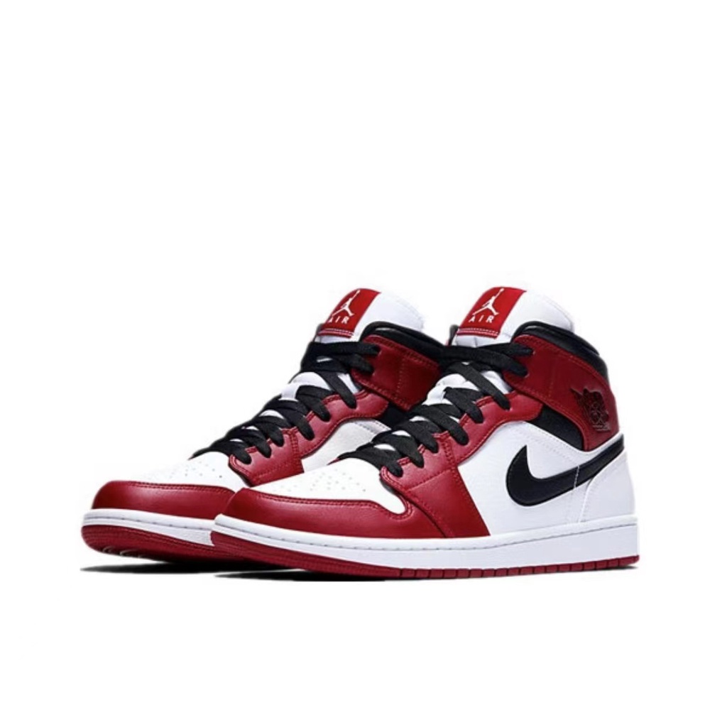 【TH stock】รองเท้าสูง  2023 Nike aj1 Air Jordan 1 Chicago Mid / Little White Red Unisexรองเท้าผ้าใบผ
