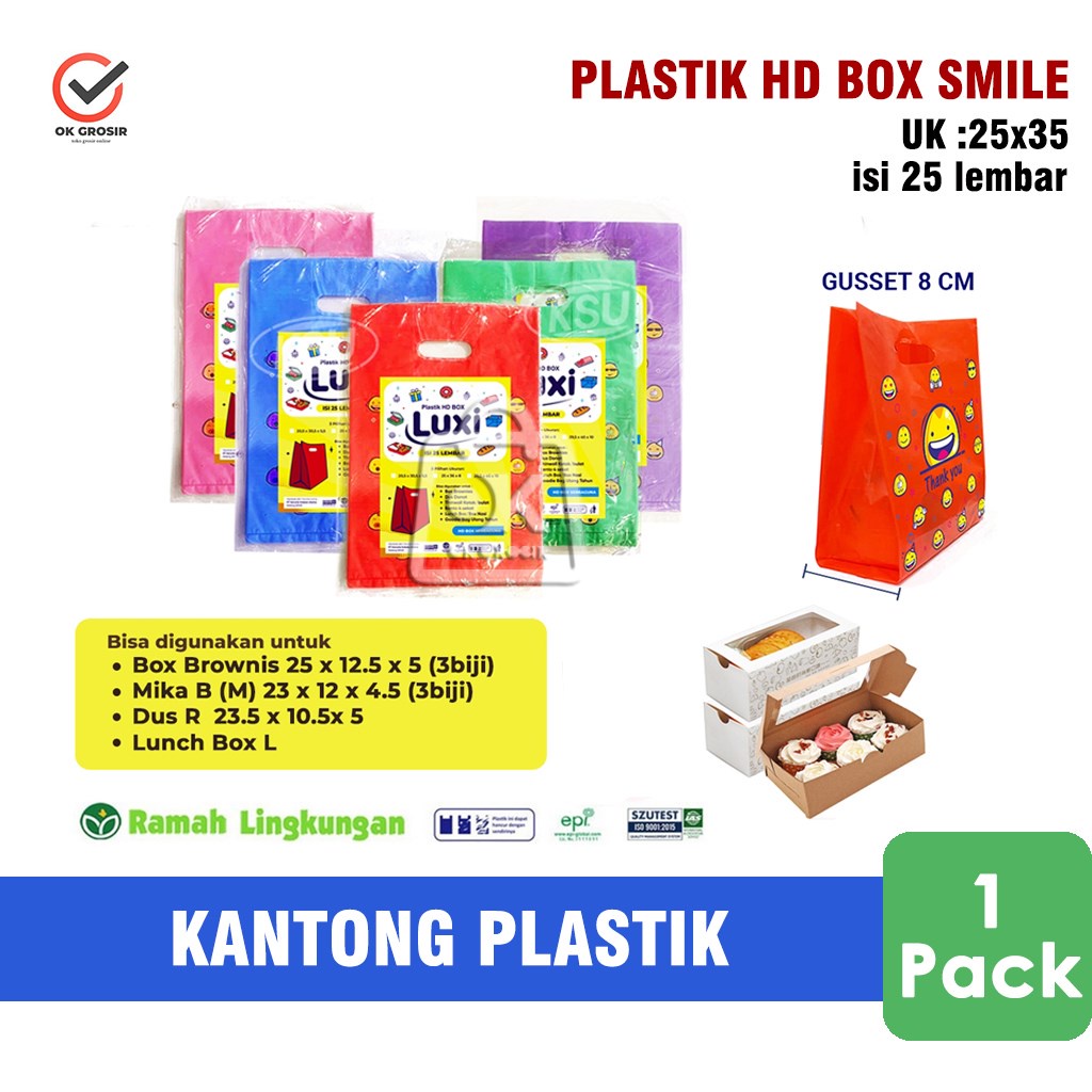 Hd Box Smile Plastic Bag Uk 25 x 35/ Plastic Kresek (1 แพ็ค)