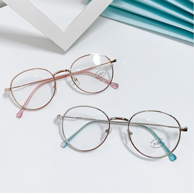 【ZM Glasses】แว่นตากรอบกลม ป้องกันแสงสีฟ้า แว่นตากรอบโลหะ แว่นตาสายตาสั้น สไตล์เกาหลี สไตล์นักเรียน แว่นตาแฟชั่น 103