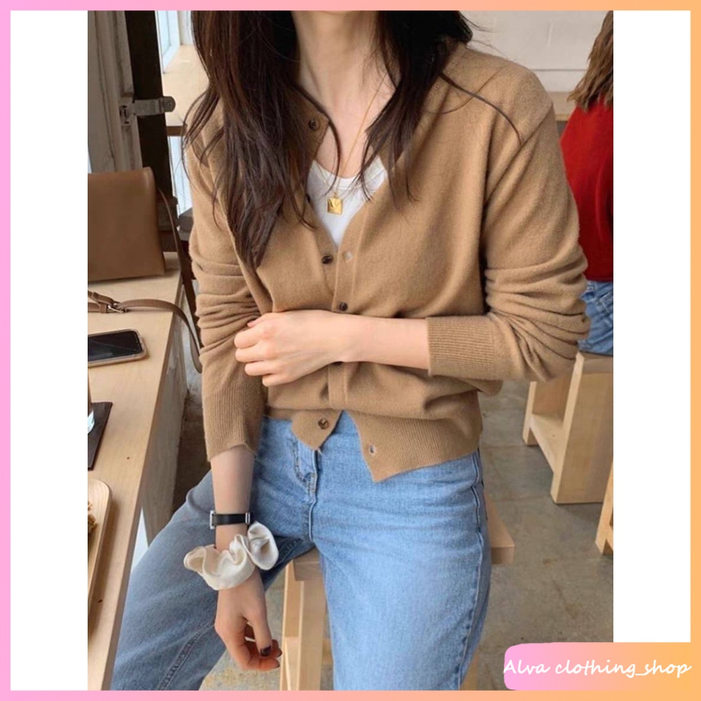 Alva พร้อมส่ง เสื้อไหมพรม แขนยาว ระบายอากาศได้ดี สไตล์เกาหลี มีให้เลือก12สี #K28