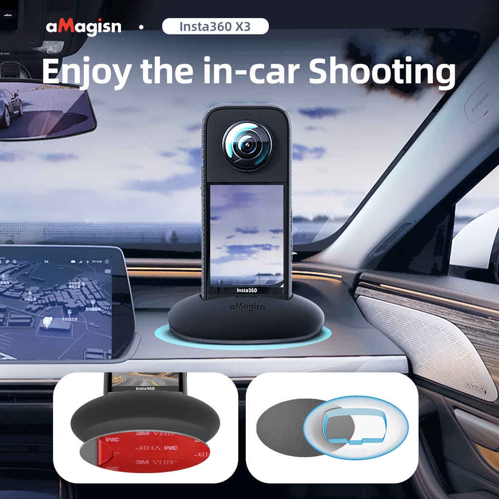 aMagisn ฐานซิลิโคนสำหรับ Insta360 X3 ขาตั้งสำหรับรถยนต์และโต๊ะ อุปกรณ์เสริม Insta360 X3