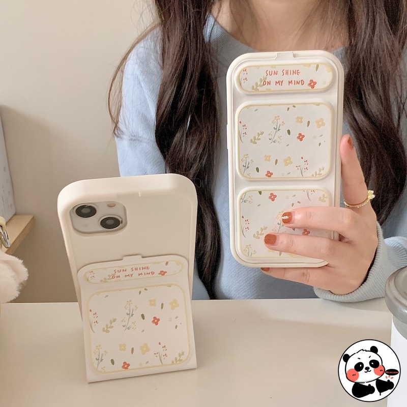 เคสโทรศัพท์มือถือ ซิลิโคนนิ่ม ลายดอกไม้น่ารัก สีเหลือง แบบพับได้ สําหรับ iPhone 15 14 13 12 Pro Max 11