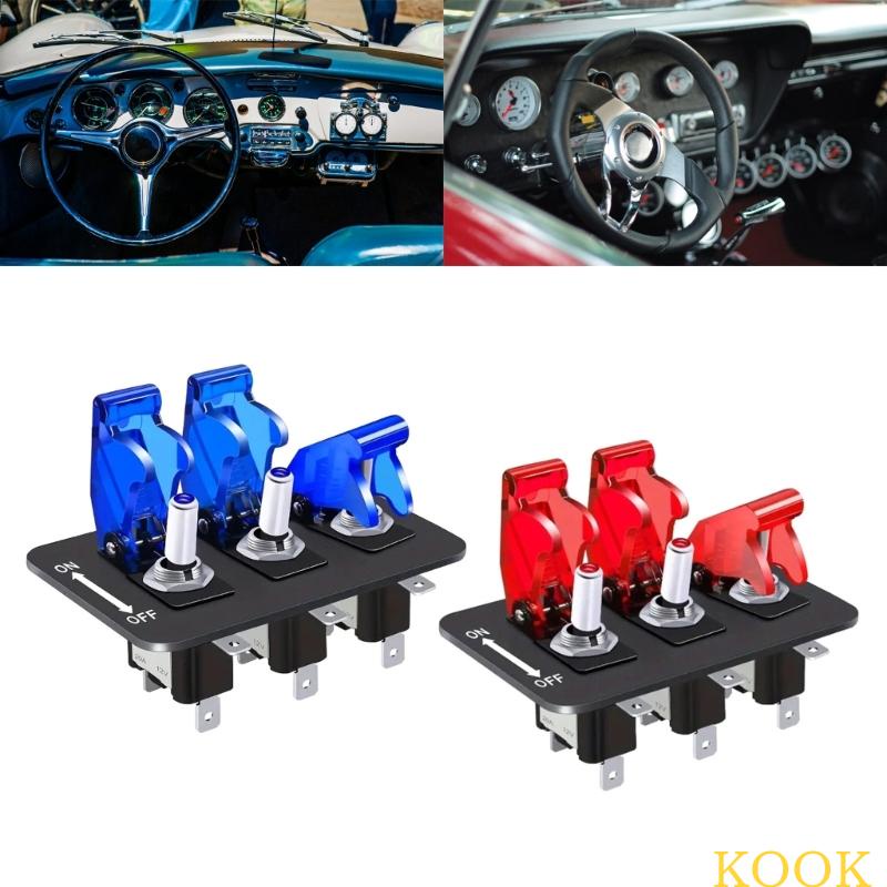 Kook 20A ฟิวส์ 24V 12V แผงสวิตช์ 3 ปุ่ม ไฟเบรกเกอร์ สลับยานยนต์ รถบรรทุก