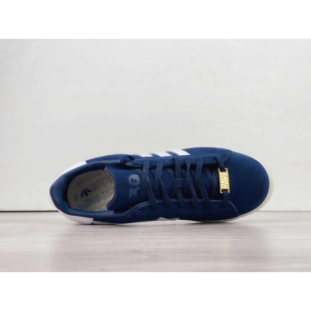 【36-45】Adidas Originals x Bape Campus 80 "Midnight Navy" ผ้าใบลำลองสำหรับผู้หญิงผู้ชาย รองเท้า สำหร