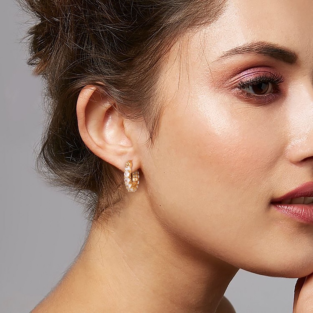 Vnox حلق حلقي بالزركون ذهبي 18K — صورة 2