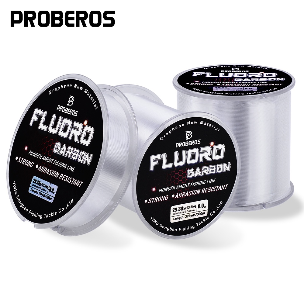Proberos Luya Fluorocarbon Line 100-300-500M สูงโปร่งใสสายไนลอน Monofilament ลวดคาร์บอนเส้นตกปลา