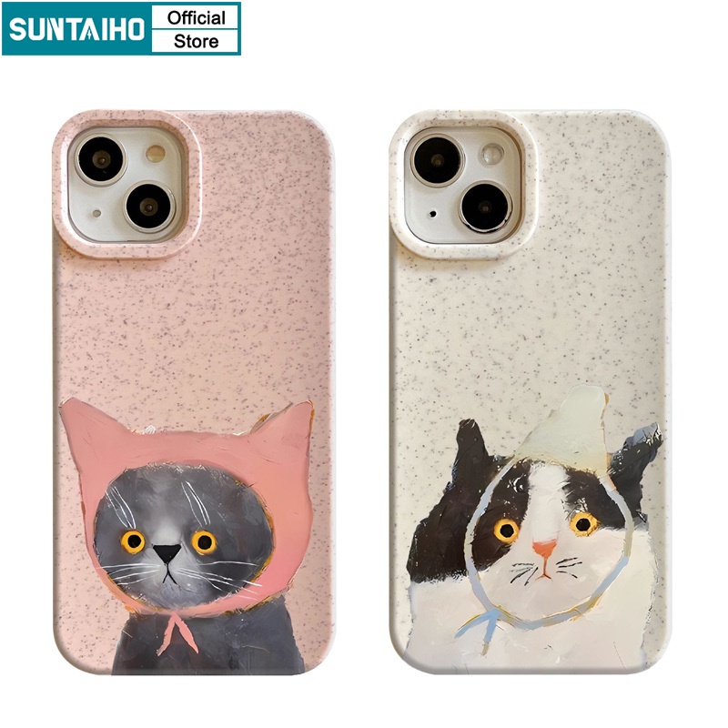Suntaiho เคสไอโฟน เคสโทรศัพท์ซิลิโคน TPU แบบนิ่ม ลายแมวน่ารัก กันกระแทก สําหรับ Iphone 15 14 12 13 11 Pro Max IP 7 8 Plus Iphon X XS XR Xs Max