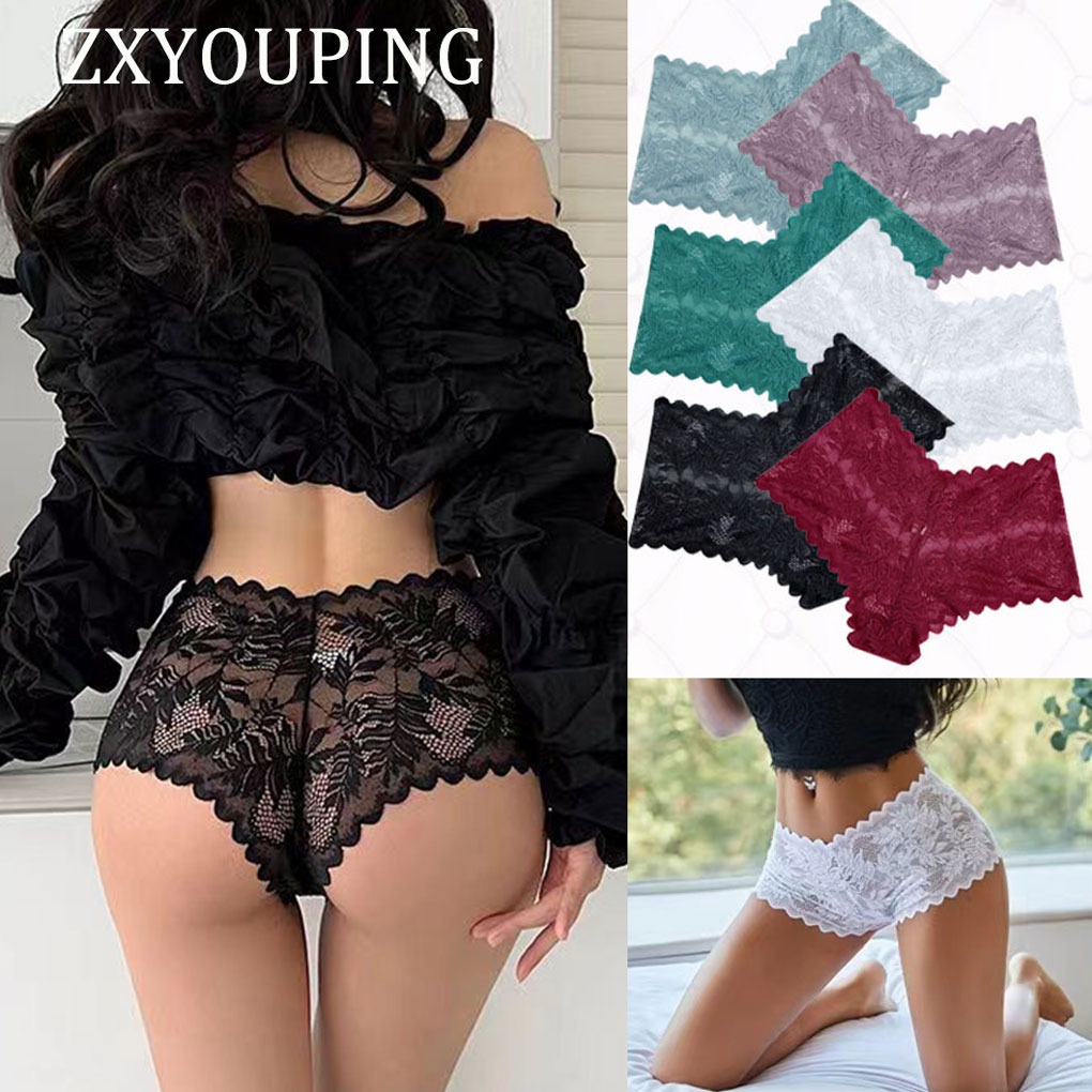 กางเกงในผู้หญิง ZXYOUPING กางเกงชั้นในไร้รอยต่อ,พิมพ์ลายดอกไม้ เซ็กซี่ กางเกงชั้นในลูกไม้สําหรับผู้หญิงพลัสไซซ์ S-XL