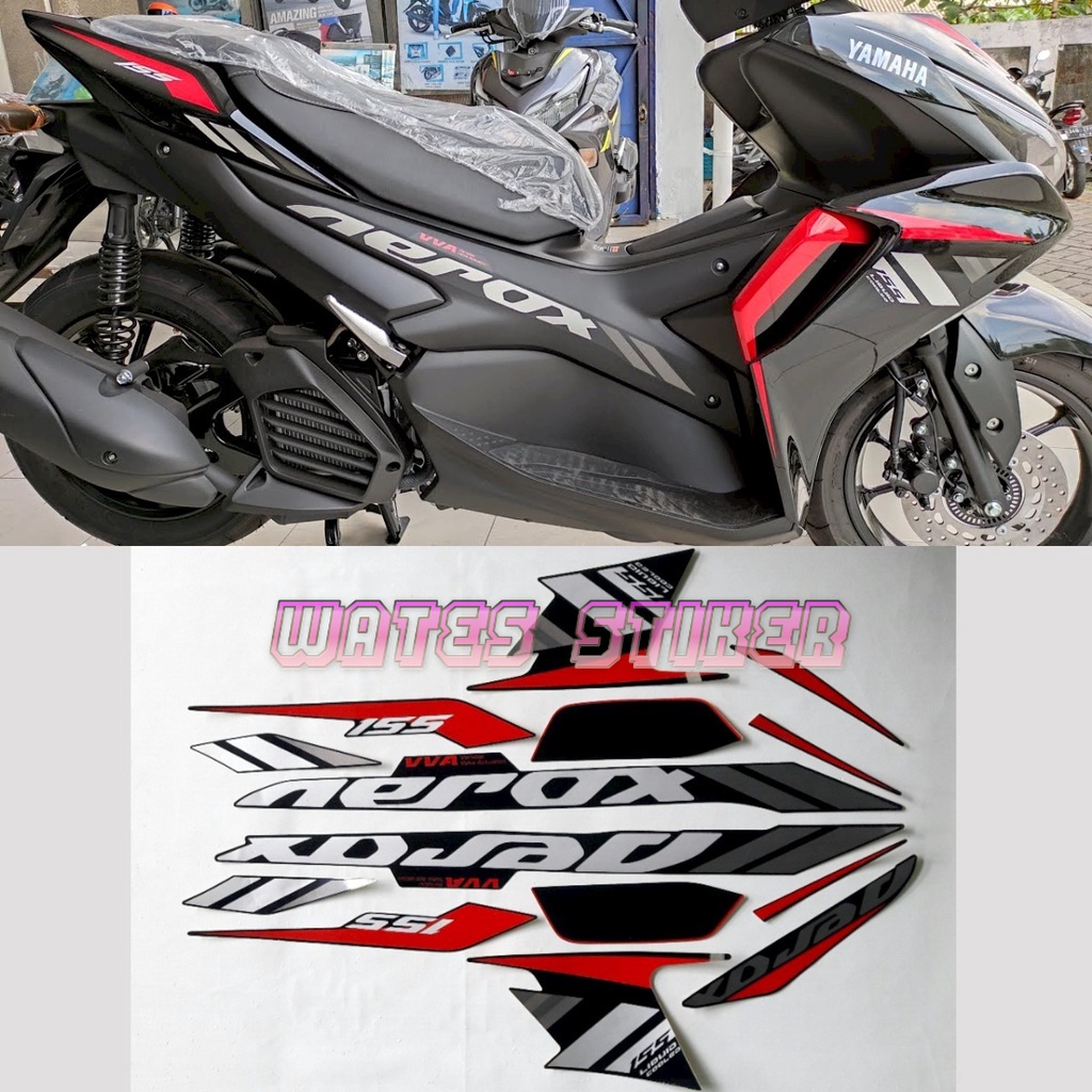 Hitam สติกเกอร์รูปลอก สีดํา สีเงิน คุณภาพดี สําหรับรถจักรยานยนต์ Yamaha Aerox 155 2021 2022