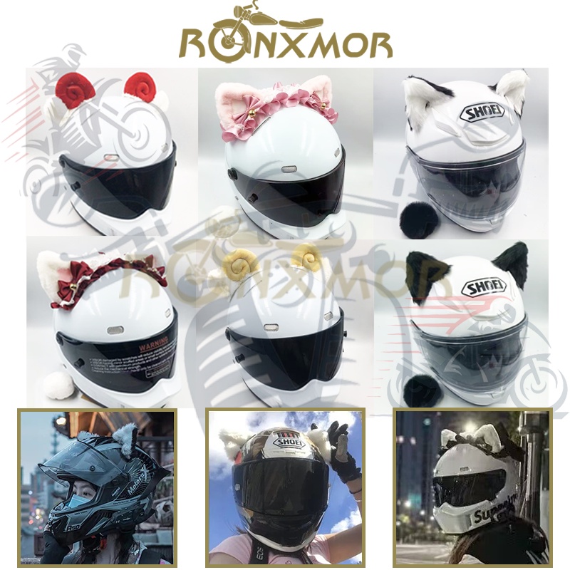 Ronxmor สติกเกอร์หูแมว หูแกะน่ารัก สําหรับตกแต่งหมวกกันน็อค แต่งคอสเพลย์ รถจักรยานยนต์วิบาก 1 ชุด