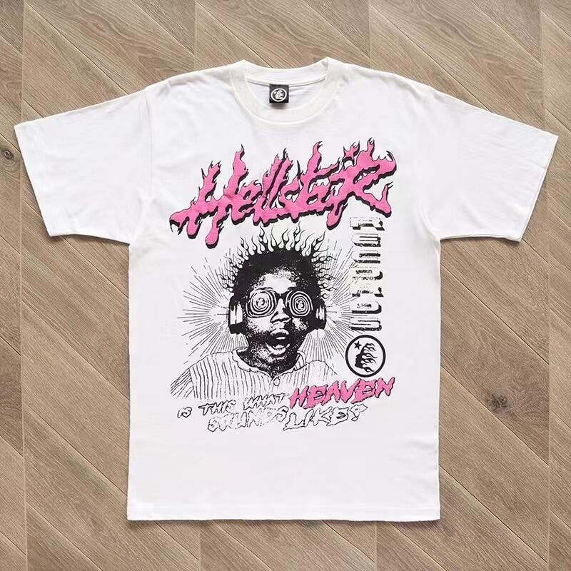 เสื้อยืดแขนสั้นสำหรับผู้ชายและผู้หญิงเสื้อยืดลาย Hellstar เสื้อยืดแนวสตรีทเสื้อยืดแขนสั้นแนวกอธิคสำหรับคุณภาพสูง100% ลำล