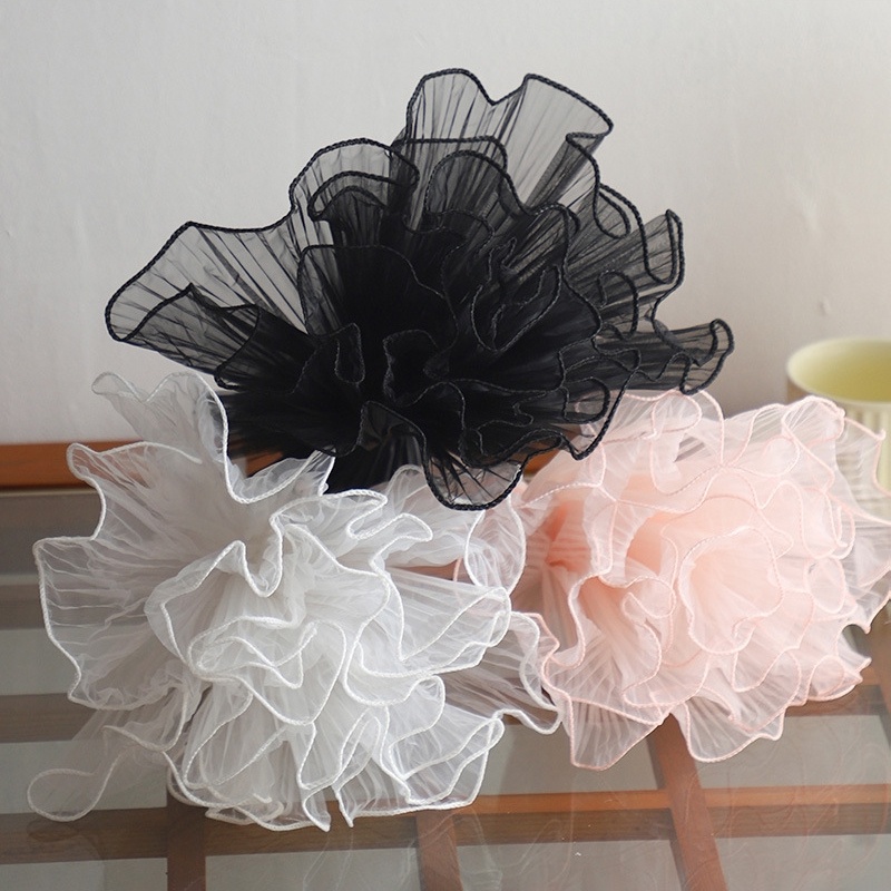 ช่อดอกทานตะวันวาเลนไทน์ ผ้าตาข่าย แต่งจับจีบ สีเรืองแสง สําหรับร้านดอกไม้ วันแม่ - รูปที่ 2