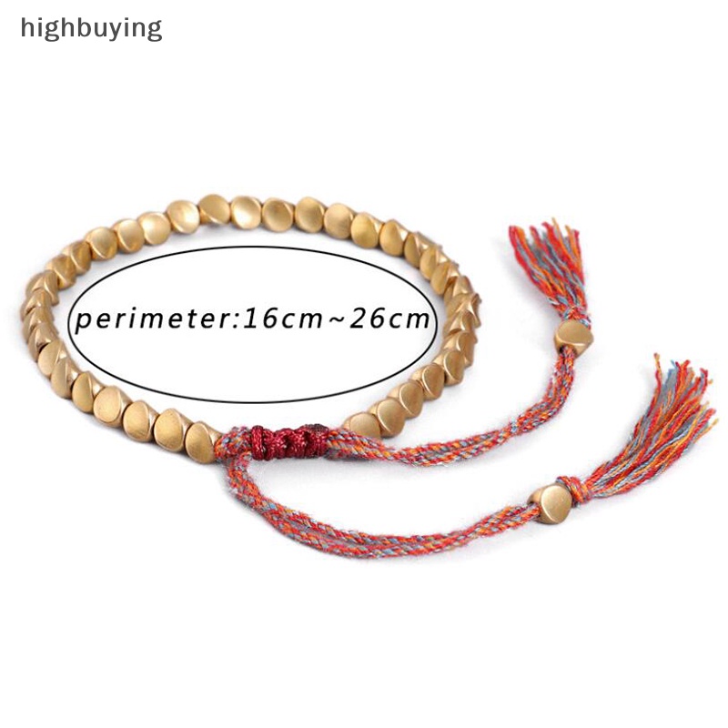 [highbuying] ทิเบต ถัก นิตติ้ง ทองแดง ลูกปัด โชคดี เชือก สร้อยข้อมือ กําไลข้อมือ เครื่องประดับ Unisex พร้อมส่ง