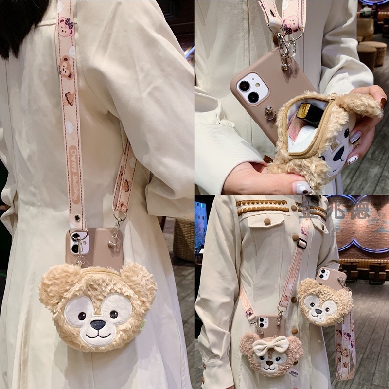 เคสโทรศัพท์มือถือ ผ้ากํามะหยี่ขนนิ่ม ลายการ์ตูนหมี Duffy น่ารัก พร้อมสายคล้อง สําหรับ Iphone 15 Pro Max 14 Plus 13 Pro 12 Mini 11 Sodt
