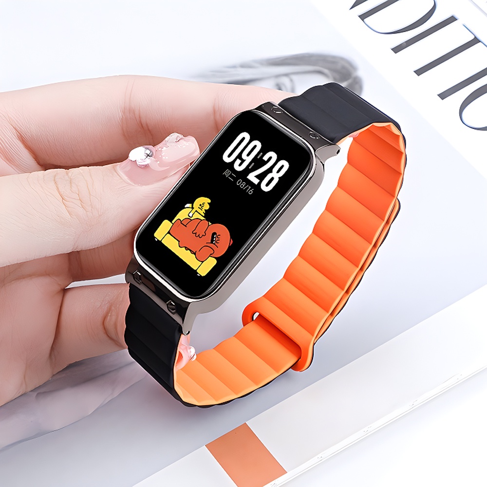 สายรัดห่วงแม่เหล็กซิลิโคนสําหรับ Redmi band 3 2 / Xiaomi band 9 Active 8 Active สร้อยข้อมือสายรัดซิลิโคนอ่อนนุ่ม