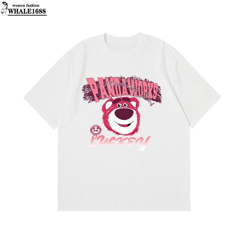 WHALE1688 200GSM ผ้าฝ้ายผู้ชาย TShirt หลวมรอบคอขนาดใหญ่ Unisex พิมพ์แขนสั้น TShirt ผู้ชาย Baju T เสื