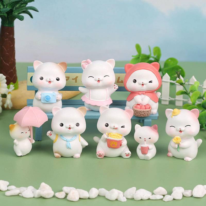 Cat outing blind boxแมวน่ารักนอกบ้านตกแต่งกล่องแปลกใจของเล่นตุ๊กตาลูกเทพสร้างสรรค์ตุ๊กตายอดนิยมบ้านห