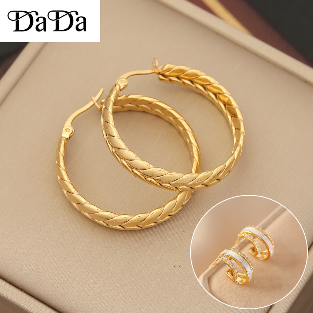 ขายดี ต่างหูทองคํา 18k ทรงกลม เครื่องประดับ สําหรับผู้หญิง ซื้อ 1 แถม 1