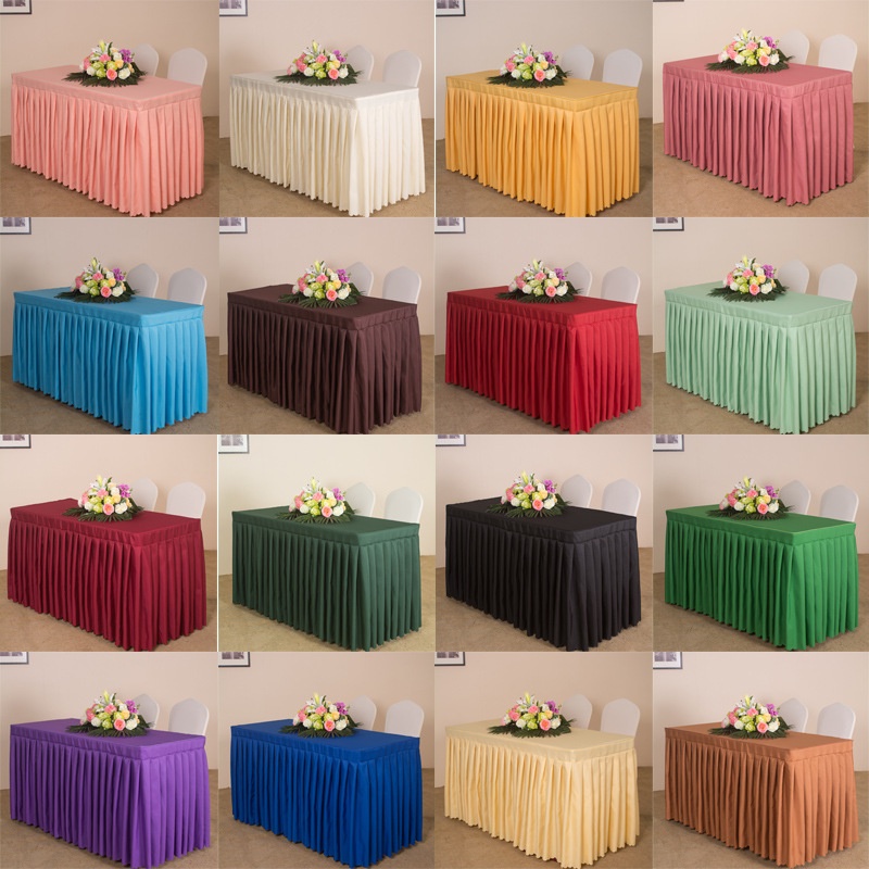 ผ้าจับจีบโต๊ะ ใช้กับโต๊ะประชุม  แบบหนา สำหรับปูโต๊ะสัมนา มีหลากหลายสี Tablecloth