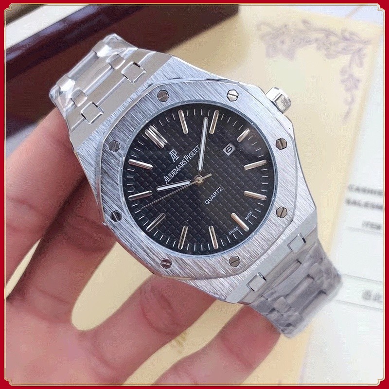 AP_Men คุณภาพสูง⌚ สายเหล็กนาฬิกาคู่ผู้หญิงหรูหรายางแบรนด์แฟชั่นธุรกิจนาฬิกาควอทซ์ Jam tangan lelaki Perempuan Wanita