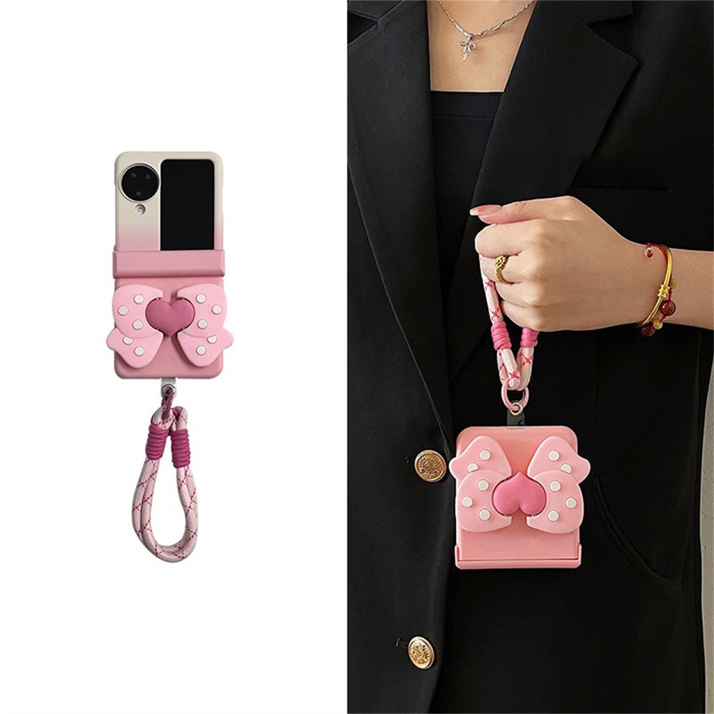 Luken เคสโทรศัพท์มือถือ ฝาพับ ไล่โทนสีชมพู น่ารัก พร้อมสายคล้อง กันหาย สําหรับ OPPO Find N2 Flip findn2 Flip Find N3 Flip N3Flip