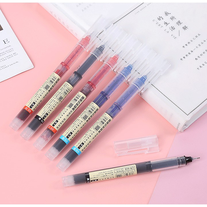 ปากกาเจล หมึกเจล แบบปลอก CR-908 ปากกา แบบมูจิ มี3สี เขียนดีมากๆ คุณภาพสูง S0124