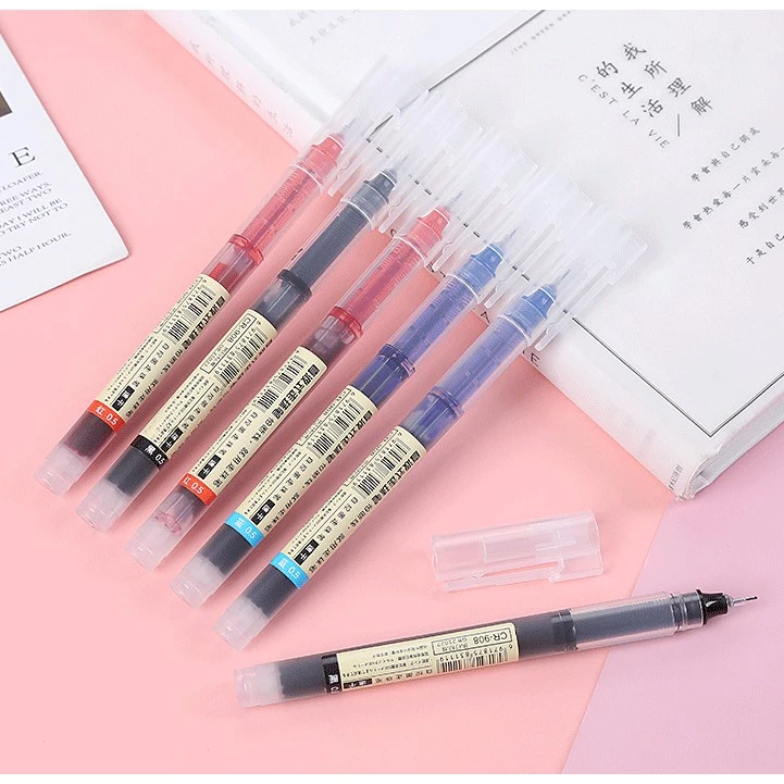 ปากกาเจล หมึกเจล แบบปลอก CR-908 ปากกา แบบมูจิ มี3สี เขียนดีมากๆ คุณภาพสูง S0124